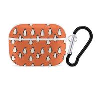 Penguins Orange Background Compatible with Airpod Pro Case Cover Skin with Keychain
