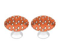 Penguins Orange Background Kitchen Cupboard Handles Cute Cabinet Drawer Knobs 2 Pack