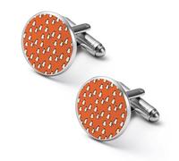 Penguins Orange Background Round Cufflinks for Men Classic Cuff Links Jewellery for Wedding Business Party