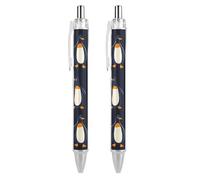 Penguins Pattern Fashion Retractable Ballpointpen 0.5 Fine Writing Pens Black Ink Click Pen Office Supplies 2 PCS