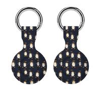 Penguins Pattern Funny GPS Cases Holder with Key Chain Ring Protective Cover Compatible with Airtag 2PCS