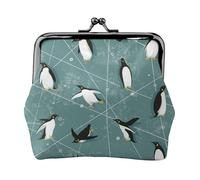 Penguins Pattern, PU Leather Coin Purse, Small Wallets, Change Pouch with Kiss Lock Clasp Buckle, Change Purse
