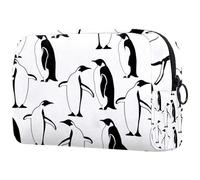 Penguins Playing Together Cosmetic Bag for Women, Travel Toiletries Bags Large Makeup Handy Pouch Organiser Bag with Zipper