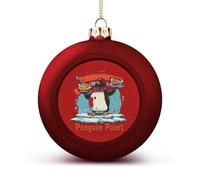 Penguins Point Funny Baubles Christmas Ball Ornaments Plastic Hanging Xmas Tree Balls 1.6 Inch Holiday Decor