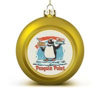 Penguins Point Funny Christmas Ball Ornaments Plastic Hanging Xmas Tree Baubles 2.4 Inch Holiday Decor