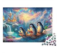 Penguins Reading on A Sled 1000-Piece Jigsaw Puzzle Cute Penguin Classic Jigsaw Puzzles for All Ages 70x50cm/1000pcs