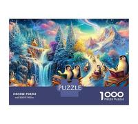Penguins Reading on Book Sleds in Winter 1000-Piece Jigsaw Puzzle Cute Penguin Ideal for Birthday Giving 70x50cm/1000pcs