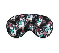 Penguins Scarf Candy Cane Blackout Sleep Mask for Side Sleeper Soft Covers for Travel Essentials Nap