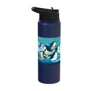 Penguins Sliding Winter Ice Children Book Art Stainless Steel Insulated Water Bottle
