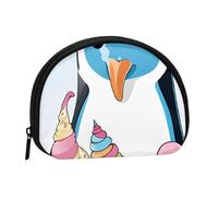 (Penguins) Small Coin Purse Mini Wallet Zipper Coin Pouch Change Purse For Women Men, Portable Makeup Bags Cosmetic Pouch, Black, One Size, Casual