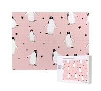 Penguins Stars Sea Bird,500 Pieces Wooden Jigsaw Family Game Jigsaw Puzzles for Adults Teens Home Decor