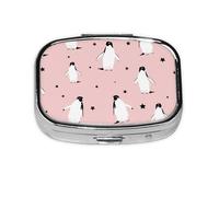 Penguins Stars Sea Bird,Meta Pill Box 2 Compartment Medicine Case,Portable Organizer