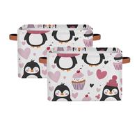 Penguins Storage Bins Basket, Cute Penguin Collapsible Rectangle Storage Box ,With Handles Toy Organizer Bin ,for Shelf Closet/Home/Bedroom/Kids Room/Laundry Room ,1(pack)