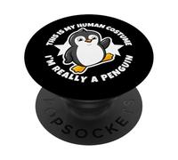 Penguins This Is My Human Costume I'm Really A Penguin PopSockets Adhesive PopGrip