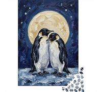 Penguins Under The Full Moon 1000-Piece Jigsaw Puzzle for Adults, 70x50cm/1000pcs, Quiet Home Activity, Focused Puzzle Time And Time at Home