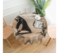 Penguins Walking On The Beach Printed Round Tablecloth,Dust-Proof Wrinkle Resistant Table Cover Washable Polyester Table Cloth For Kitchen Dining Room Farmhouse Picnic Indoor Outdoor(Round 60 Inch)