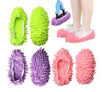 pengxiaomei 3 Pairs/ 6PCS Mop Slippers, Microfiber Dust Mop Shoes Multifunction Floor Cleaning Shoe Covers Hair Cleaner Foot Socks Caps