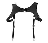PENGXX Steampunk Renaissance Leather Suspenders for Men H Designs Vintage Men's Back Support Harness Metal Hooks Adjustable