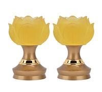 PENGYONBR Colorful Glass Lamp, 2Set LED Buddhist Light with Alloy Base Colorful Buddha Lamp Ornament Prayer Faith Supplies /1233
