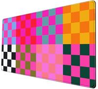 PENGYVV Gaming Mouse Pad 12x31.5in Checkered Cute Pastel Aesthetic Boho Stitched Edges Office Decor Keyboard Pad for Computer Extended Large Non-Slip Base Desk Pad Mat
