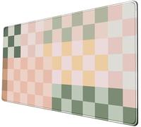 PENGYVV Gaming Mouse Pad 12x31.5in Checkered Cute Pastel Aesthetic Boho Stitched Edges Office Decor Keyboard Pad for Computer Extended Large Non-Slip Base Desk Pad Mat
