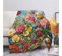 PENGYVV Soft Warm Cozy Blanket Print for Couch Sofa Cottage Style Floral Lightweight Fuzzy Green Fall Home Decor Sofa Throws Blankets 80"x60"