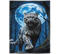 PENGYVV Soft Warm Cozy Blanket Snow Leopard Moonlit Night Pattern for Couch Sofa Bed Fleece for and Throws Blankets 80"x60"
