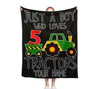 PENGYVV Soft Warm Cozy Blanket Tractor Just A Who Loves Tractors Custom Name Gift for Tractor Lover Plush Lightweight Fleece for Couch Travel Throws Blankets 80"x60"