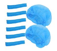 PENIKOKO 100pcs Disposable Elastic Non Woven Hair Nets Thickened Hygiene Caps for Medical Beauty Use Comfortable Fit Blue Hair Covers for Food Service Workers