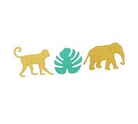 PENIKOKO 100pcs Hawaiian Jungle Theme Monstera and Animal Confetti Decorations with Disc Bright Glitter Paper Scatters for Birthday Party Holiday Shower and Bridal Shower Celebration