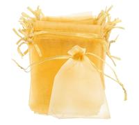 PENIKOKO 100Pcs Small Organza Drawstring Pouches for Wedding Favor Candy Packaging Creative Storage Bags for Party Birthday Christmas Shower Gold Mesh Bags