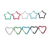 PENIKOKO 10pcs Aluminum Heart Star Carabiner Clips Lightweight Keychain Locking Hooks for Backpack Bag DIY Jewelry Accessories Portable Key Ring Holder