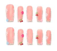 PENIKOKO 10pcs Decorative Nail Art Rhinestones for Long False Nails Reusable Full Coverage Fingernails Tips for Women's Manicure and Spring Events