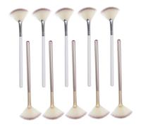PENIKOKO 10pcs Fan-shaped Portable Makeup Brush for Highlighter and Powder Application Facial Brushes for Travel Go Touch-ups for Blending and Radiant Finishes