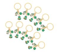 PENIKOKO 10pcs Four Leaf Clover Keyring Set Metal Lucky Charm Keychains for St Patrick’s Day Party Favors Good Luck Decorations Bulk Accessories