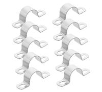 PENIKOKO 10pcs Heavy Duty Stainless Steel Tube Clamps Double Thickness Pipe Holder Clips for Farm Water Pipes Wear-Resistant Metal Bracket with Smooth Edges Easy to Install Fixing Clips