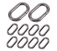 PENIKOKO 10pcs Metal Spring Snap Hooks for Handbag Buckle Bag Making Supplies Oval Keyring Clips for Purse Strap Extender Keychain Rings Black