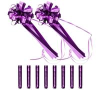 PENIKOKO 10pcs Purple Wedding Pull Bows with Long Tails for Car and Wrapping, Large Butterfly Ribbon Decorations for Wedding Setting and Party Supplies