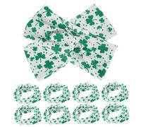 PENIKOKO 10pcs St Patrick's Day Leaf Print Headbands for Women Wide Cross Elastic Headwraps for Parties Irish Sports Running Accessories Vibrant Green Hair Bands