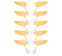 PENIKOKO 10pcs Yellow Tree Frog Resting Leaves with Suction Cups - Amphibian Tank Accessories for Betta Fish Sleep, Terrarium Climbing and Basking Platforms, Aquarium Leaf Decor for Frogs