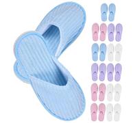 PENIKOKO 12 Pairs Disposable Non-slip Spa Slippers for Women Guests Coral Fleece Bathroom House Shoes with Anti-skid Sole Multi-color Soft Comfortable Hotel Footwear