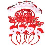 PENIKOKO 12pcs Christmas Headbands Hair Accessories Lightweight Santa Snowman Reindeer Hoops Festive Party Headdresses for Boys Holiday Costume