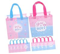 PENIKOKO 12Pcs Fabric Gift Bags for Gender Reveal Party Charming Alphabet Print Tote Bags Non-woven Material Party Favors and Shower Decorations