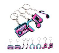 PENIKOKO 12Pcs Music Note Keychains Retro Party Favors for Birthday Decorations Portable Keyrings for Music Lovers Dance Parties Concerts Vibrant Colors