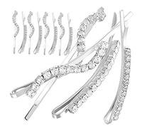 PENIKOKO 12pcs Rhinestone Hair Clips Slim Slide for Curls Elegant Bobby for Weddings Parties Daily Wear Delicate Hair Accessories for Women Girls