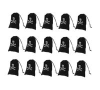 PENIKOKO 15pcs Pirate Skull Drawstring Bags Halloween Candy Pouches with Polyester for Party Favors Coin Storage and Snack Holder