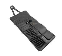 PENIKOKO 18pcs Makeup Brush Bag Portable Cosmetic Organizer PU Brush Holder Zipper Closure Professional Beauty Tool Storage Pouch for Home and Travel Black