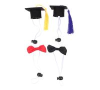 PENIKOKO 1set Adorable Mini Pet Hats Straps for Hamsters Chinchillas and Animals Includes Graduation Caps and Bowknots Portable and Easy to Use