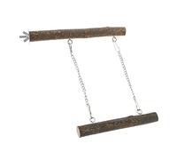 PENIKOKO 1set Bird Perch Swing for Parakeets Natural Wooden Chewing Toy Stand Interactive Playground for Birds