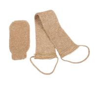 PENIKOKO 2 Pcs Natural Exfoliating Back Scrubber Set with Long Handle for Easy Bathing Soft Gentle Loofah Towels for Men and Women Dual-Sided Body Scrub Gloves and Strap for Dead Skin